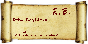 Rohm Boglárka névjegykártya